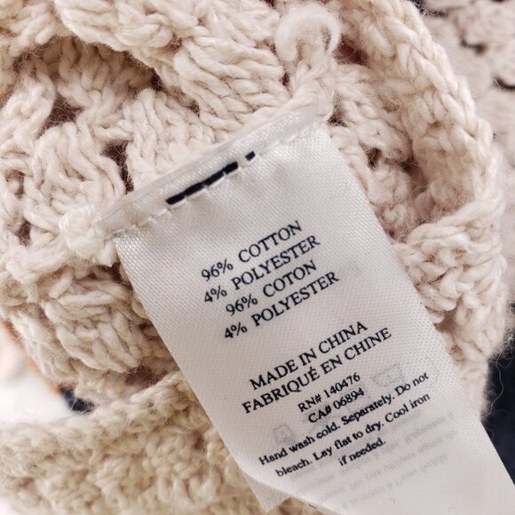 NWT Faherty Sawyer Crochet Knit Poncho Caspian Stripe Hooded Sweater XS S - Picture 5 of 5